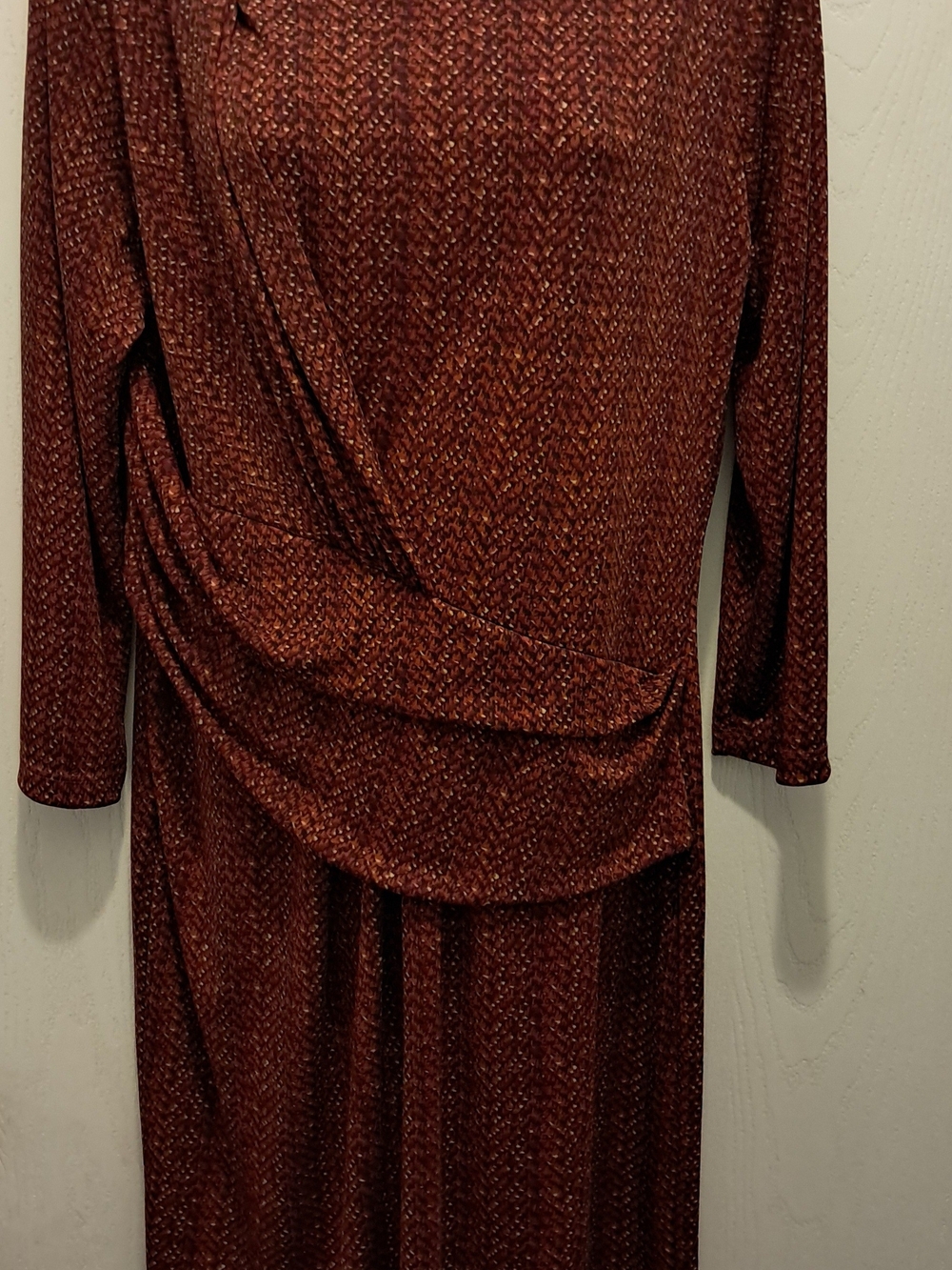 Talbots Rust Brown Long Sleeve Draped Knit Dress